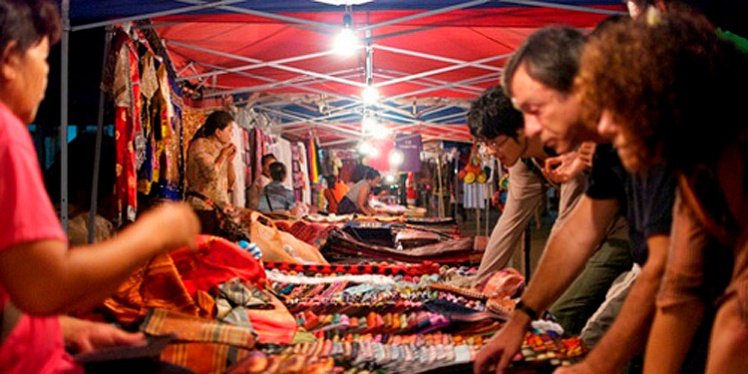 Hmong textiles at Luang Prabang's night market.